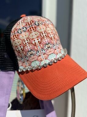 Bling chain @blingqueendee designer Trucker Hat - Coral Orange